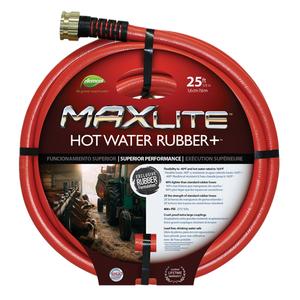Hot Water Hose - 3/4", 50', Rubber, Nickel Plated Brass