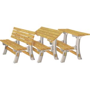 Basics® Flip Top Park Bench / Table - Sand, 96", 26", 34", Plastic