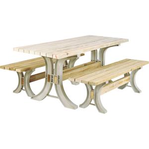 2x4 Basics® Picnic Table & Benches Kit - Rectangular, Sand, Sand, Walk Thru, 8', 30", 29", Not Assembled, Sand