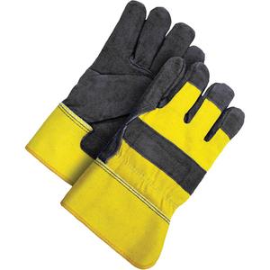 Classic Fitter Gloves - One Size, Acrylic-Pile, Split Cowhide, Safety, Rubberized, Black & Gold