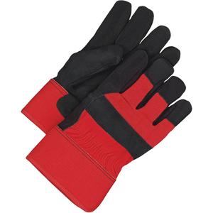 Classic Fitter Gloves - One Size, Acrylic-Pile, Split Cowhide, Safety, Rubberized, Black & Red