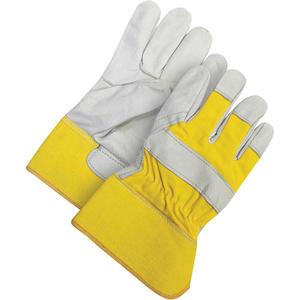 Classic Fitter Gloves - One Size, Fleece, Grain Cowhide, Safety, Rubberized, Yellow & Grey