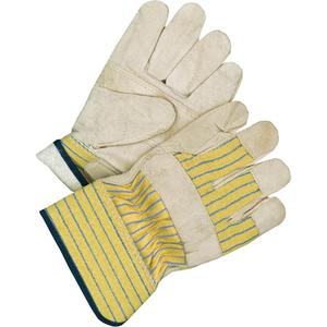 Classic Fitters Gloves with Patch Palms - One Size, Fleece, Grain Cowhide, Safety, Rubberized