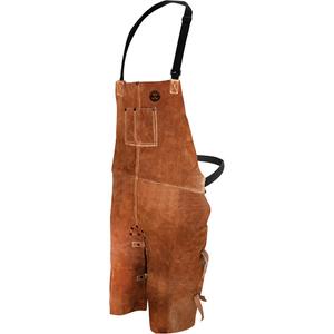 Leather Welding Apron - Split-Leg Bib, 36", Brown