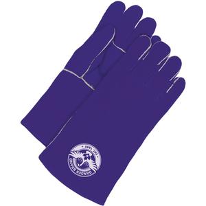 Gander Brand Welder Gloves with Gauntlet Cuff - One Size, Fleece, Split Cowhide, ANSI/ISEA 105-2016 Level 2, Up to 284° F/140° C, Blue