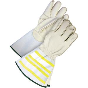 Classic Grain Leather Utility Gloves - Large, Medium, X-Large, C-100 Thinsulate™, Gauntlet, 6-1/4", Beige & High Visibility Yellow