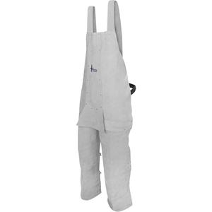 Leather Welding Apron - Split-Leg Bib, Pearl Grey