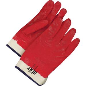 Deny™ Coated Gloves - One Size, Cotton, PVC, Full Dip, Unlined, Red, ANSI/ISEA 105-2016 Level 5, EN 388 Level 3, EN 388 Level 1, EN 388 Level 2