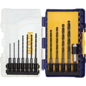 Jobber Length Drill Bit Set - 12, High Speed Steel, Black Oxide, Hex, 1/4"