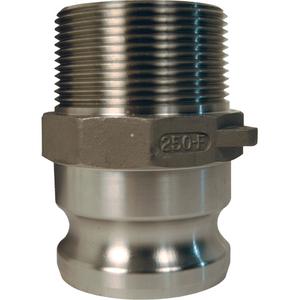 Global Cam & Groove Adapter - Stainless Steel, Type F, 1", Male NPT, 250 PSI