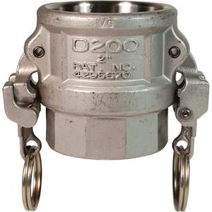 EZ Boss-Lock™ Cam & Groove Coupler - Stainless Steel, Type D, 1", Female NPT, 250 PSI