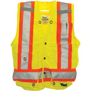 Surveyor Safety Vest - High Visibility Lime-Yellow, Orange & Silver, Large, Medium, Small, X-Large, 2X-Large, 3X-Large, 5X-Large, Polyester, Meets/Exceeds CSA Z96 Class 2 - Level 2