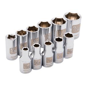 6-Point SAE Socket Set - 1/4", Hand/Standard, Standard, 11, Rail