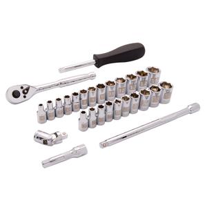 6-Point SAE/Metric Socket Set - 1/4", Hand/Standard, Standard, 28, Metal case
