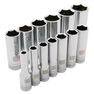 SAE Socket Set - 3/8", Hand/Standard, Deep, 13, Limited Lifetime