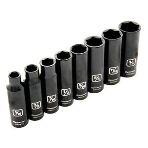 SAE Socket Set - 3/8", Impact, Deep, 8, 3/8, 6-point, Limited Lifetime