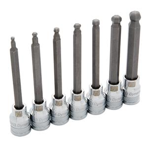 Long SAE Ball-Nose Socket Set - 7, 3/8, Hex, Limited Lifetime