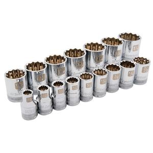 SAE Socket Set - 1/2", Hand/Standard, Standard, 16, 12-point, Limited Lifetime