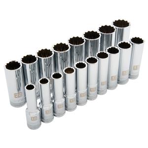 Metric Socket Set - 1/2", Hand/Standard, Deep, 18, 6-point, Limited Lifetime