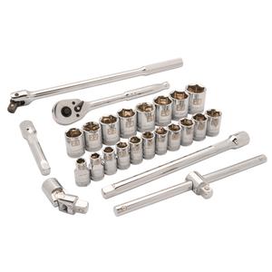 Metric Socket Set - 1/2", Hand/Standard, Standard, 25, 1/2, 6-point, Limited Lifetime
