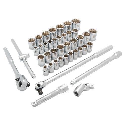 SAE/Metric Socket Set - 1/2", Hand/Standard, Standard, 41, 1/2, 6-point, Limited Lifetime
