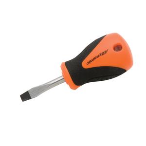 Stubby Slotted Screwdriver - 1/4", 1-1/2", Round, Cushion Grip, 3-3/4", Limited Lifetime