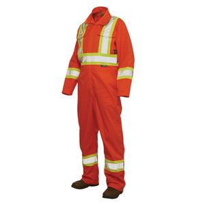 Unlined Safety Coveralls - High Visibility Orange, Silver/Yellow, Large, X-Small, Poly-Cotton, Meets/Exceeds CSA Z96 Class 3 - Level 2