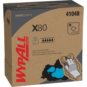 WypAll® X80 Extended Use Cloths - Heavy-Duty, 16-4/5", 9", Box, 400, White, Pop-Up™ Box