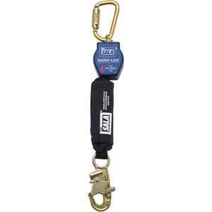 Nano-Lok™ Self-Retracting Lifeline - 6', 1, Web, Swivel, Carabiner, Steel, Snap Hook, Steel