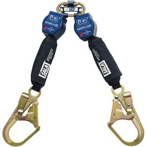 Nano-Lok™ Self-Retracting Lifeline - 6', 2, Web, Swivel, Without Unit Connector, Steel, Rebar Hook, Steel