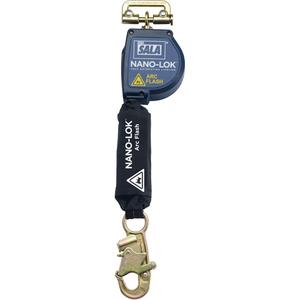 Nano-Lok™ Arc Flash Self-Retracting Lifeline - 8', 1, Web, Swivel, Without Unit Connector, Steel, Rebar Hook, Steel