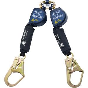 Nano-Lok™ Arc Flash Self-Retracting Lifeline - 8', 2, Web, Swivel, Without Unit Connector, Steel, Rebar Hook, Steel