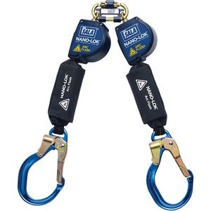 Nano-Lok™ Arc Flash Self-Retracting Lifeline - 8', 2, Web, Swivel, Without Unit Connector, Steel, Rebar Hook, Aluminum