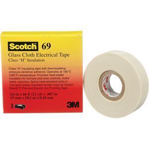 Scotch® Glass Cloth Tape - 19 mm (3/4"), 20 m (66'), 7 mils, White