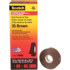 Scotch® Vinyl Colour Coding Electrical Tape - 19 mm (3/4"), 20 m (66'), 7 mils, Brown