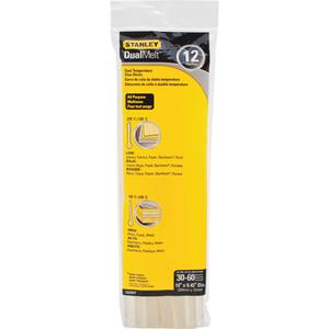 Dual-Melt™ Glue Sticks - Clear, 135° C-210 ° C/275° F-410° F, 10", 7/16", 12, Standard Hot-Melt, Low-Temperature, & Dual-Temperature Glue Guns, 30 - 60 Seconds