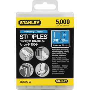 Heavy-Duty Staples - 3/8", 27/64", 24, Galvanized, Package, 5000, Stanley® TR110, TR150, TR150HL, TR250, TR550, TRE650, PHT150, PHT250, PHT350 and Arrow® T-50® Staplers, Limited Lifetime
