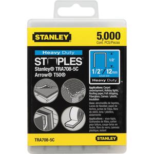 Heavy-Duty Staples - 1/2", 27/64", 24, Galvanized, Package, 5000, Stanley® TR100, TR200, TRE500 Series, PHT150, PHT250 and Arrow® T-50® Staplers, Limited Lifetime
