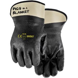 Pigs in a Blanket Coated Gloves - One Size, Non-Knit, Nitrile/PVC, Full Dip, Thinsulate™
