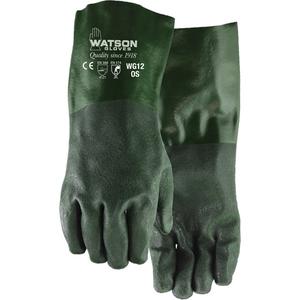 Dura Dip Gloves - One Size, 12", Gauntlet, PVC, Jersey, EN 374:2016-1 Type A, JKLMTPS, Green, EN 388 Level 4, EN 388 Level 1, EN 388 Level 2