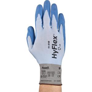 HyFlex ® 11-518 Gloves - Small/7, X-Small/6, 18, Dyneema®, Polyurethane, Dipped Palm, ASTM ANSI Level A2/EN 388 Level B, EN 388 Level 3/ANSI/ISEA 105 Level 3, EN 388 Level 4, EN 388 Level 1/ANSI/ISEA 105 Level 3