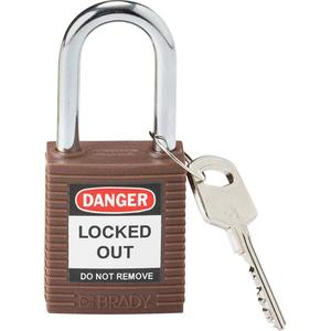 Lockout Padlock - Safety Padlock, 1-1/2", 1/4", 1-1/2", 4/5", Nylon, Steel, Brown, Keyed Different