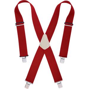 Heavy-Duty Elastic Suspenders - Nylon, Red