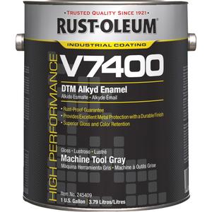 High-Performance V7400 System 340 VOC DTM Alkyd Enamel - Gallon, Grey, 3.79 L, 3.79 L, High Gloss, Machine Tool Grey, Aluminum, Forest Green, Cat Yellow, 2-4 Hours, 2 Years Rust Proof