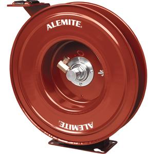 Alemite® Heavy-Duty Hose Reel - 50', 20-1/4", 7", 19", 1/2" Dia. x 50' L, Red, 1/2" NPTF, 3/8" NPSM