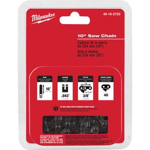 M18 Fuel™ 10" Saw Chain - Milwaukee® M18 Fuel™ 10" Pole Saw with Quik-Lok™ & Milwaukee®  M18 Fuel™ Quik-Lok™ 10" Pole Saw Attachment, 0.043", 3/8" Low Profile, 10"