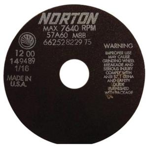 Non-Reinforced Tool Room Cut-Off Wheels - 6", 1/16", 1-1/4", 7640, 01/41, Aluminum Oxide, Package, 25