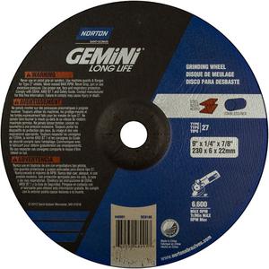 Gemini® Grinding Wheel - 9", 1/4", 7/8", 6600, 27, Aluminum Oxide