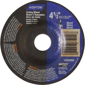 Depressed Centre Metal Grinding Wheels - 4-1/2", 1/8", 7/8", 13580, 27, Aluminum Oxide, FOR STEEL CUTTING/NOTCHING & LIGHT DEBURRING