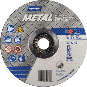 Depressed Centre Metal Grinding Wheels - 7", 1/8", 7/8", 8600, 27, Aluminum Oxide, FOR STEEL CUTTING/NOTCHING & LIGHT DEBURRING
